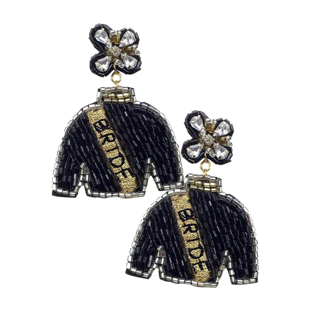 Black Bride Felt Back Beaded Suit Dangle Earrings, are beautifully crafted earrings that dangle on your earlobes with a perfect glow to make you stand out and show your unique and beautiful look everywhere, every time. Put on a pop of color to complete your ensemble in a gorgeous way. Perfect for adding just the right amount of shimmer & shine and a touch of perfect class to any occasion.