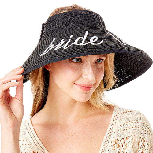 Beige Bride Tribe Message Roll Up Foldable Visor Sun Hat, This visor hat with Bride Tribe Message is Open top design offers great ventilation and heat dissipation. Features a roll-up function; incredibly convenient as it is foldable for easy storage or for taking on the go while traveling. This Summer sun  hat is perfect for walking along the beach, hanging by the pool, or any other outdoor activities. 