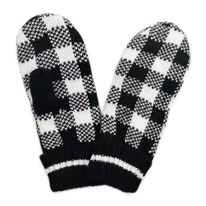 Black Buffalo Check Patterned Mitten Gloves, are warm, cozy, and beautiful mittens that will protect you from the cold weather while you're outside and amp your beauty up in perfect style. It's a comfortable, soft brushed poly stretch knit that will keep you perfectly warm and toasty. It's finished with a hint of stretch for comfort and flexibility. Wear gloves or a cover-up as a mitten to make your outfit gorgeous with luxe and comfort. 