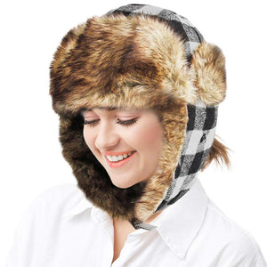 Black Buffalo Check Patterned Trapper Hat, Soft Structured Fashion with Fur Ear very comfortable winter hat is so soft, its plush Ear Flaps will keep you so warm, and the fur lining keeps you toasty in the coldest weather. Its comforting fur lining provides an added bit of warmth that's perfect for keeping heads covered while paying a nod to your favorites.