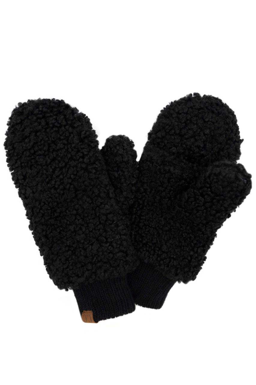 Black C C Sherpa Mitten Gloves, are a smart, eye-catching, and attractive addition to your outfit. These trendy gloves keep you absolutely warm and toasty in the winter and cold weather outside. Accessorize the fun way with these gloves. It's the autumnal touch you need to finish your outfit in style. A pair of these gloves will be a nice gift for your family, friends, anyone you love, and even yourself.