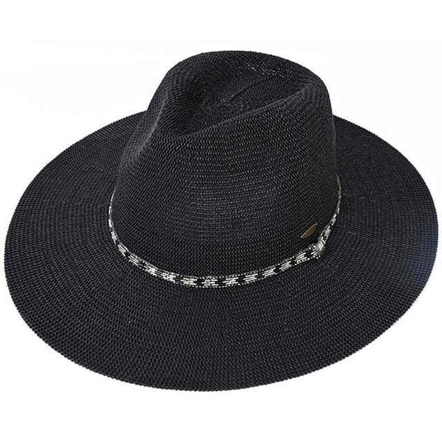 Black C.C Rhinestone Bugle Bead Trim Panama Hat, get ready with this rhinestone panama hat to receive the best compliments on any special occasion. It looks so pretty, bright, and elegant on any special occasion. These panama hats are perfect for parties, Weddings, Evenings, bridal parties, and any other special occasion.