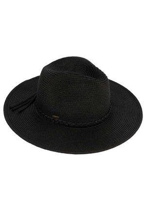 Black C.C Straw Panama Hat. Show your trendy side with this Straw Panama Sun hat. Have fun and look Stylish. Great for covering up when you are having a bad hair day, keep you incredibly relax as a great hat can keep you cool and comfortable even when the sun is high in the sky. perfect for protecting you from the rain, wind, snow, beach, pool, camping or any outdoor activities.
