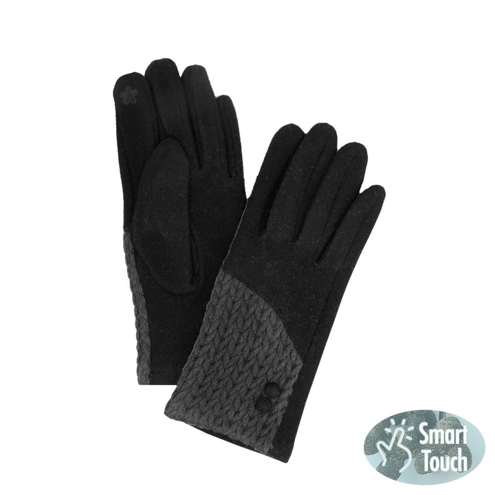 Black Cable Detailed Button Touch Smart Gloves, give your look so much eye-catching colors with beautifully crafted designs. It's a pair of cozy feel, very fashionable, attractive, cute-looking gloves in the winter season. It will allow you to easily use your electronic devices and touchscreens while keeping your fingers covered, and swiping away! A pair of these gloves are awesome winter gift for your family, friends, anyone you love, and even yourself. Complete your outfit in a trendy style!