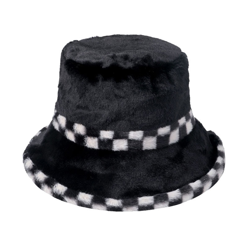 White Check Pattern Detailed Faux Fur Bucket Hat,  is a beautiful addition to your attire. Before running out the door into the cool air, you’ll want to reach for this toasty bucket hat to keep you incredibly warm. Accessorize the fun way with this check pattern faux fur bucket hat, it's the autumnal touch you need to finish your outfit in style. Show your trendy side with this lovely bucket hat. 