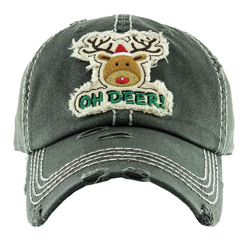 ¡Oh, ciervo! Gorra de béisbol vintage de Rodolfo - Negro