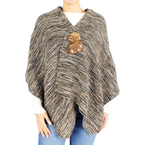 Black Coconut Button Accented Knit Patterned Shawl Cape Poncho Outwear Ruana, the perfect accessory, luxurious, trendy, super soft chic capelet, keeps you warm & toasty. You can throw it on over so many pieces elevating any casual outfit! Perfect Gift Birthday, Holiday, Christmas, Anniversary, Wife, Mom, Special Occasion