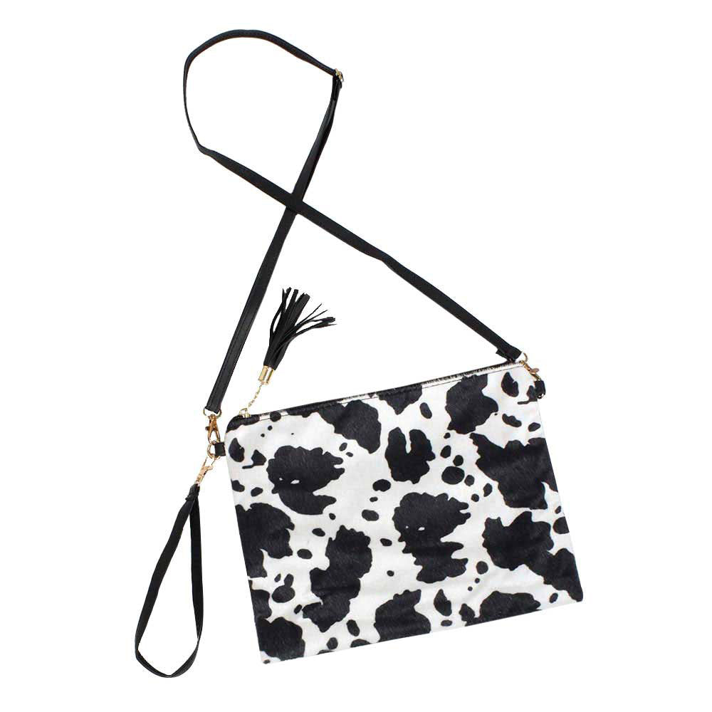 Black Cow Patterned Crossbody Clutch Bag, looks like the ultimate fashionista when carrying this chic bag. It will be your new favorite accessory to hold onto all your items. Easy to carry especially when you need hands-free and lightweight to run errands or a night out in the town. A nice gift for Birthdays, holidays, Christmas, New Year, etc.