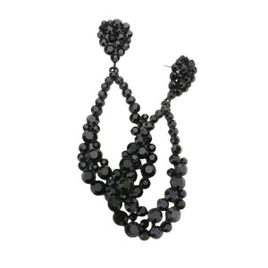 Black Crystal Bubble Cluster Teardrop Evening Earrings, These gorgeous Crystal pieces will show your class in any special occasion. The elegance of these crystal evening earrings goes unmatched. Perfect jewelry to enhance your look. Awesome gift for birthday, Anniversary, Valentine’s Day or any special occasion.