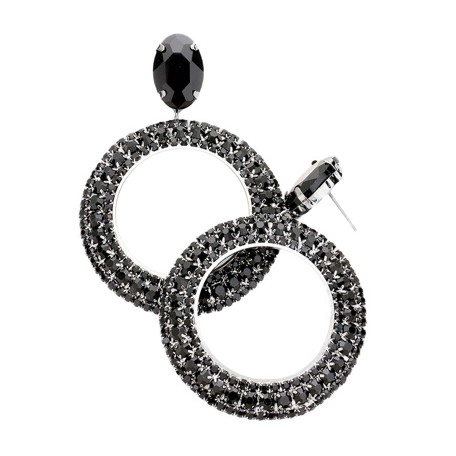 Black Crystal Rhinestone Open Circle Dangle Evening Earrings, beautifully crafted design adds a gorgeous glow to any outfit at any time and any place with a perfect and attractive look. Earrings that fit your lifestyle in a unique style! Perfect gift for Birthday, Anniversary, Mother's Day, Thank you, etc. to your friends, family, and acquaintances. Enjoy the moments with beauty!