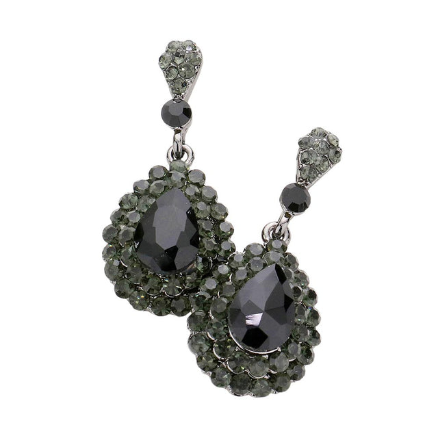 Black Crystal Rhinestone Trim Teardrop Stone Evening Earrings, This Crystal Rhinestone Trim Teardrop Stone Evening Earrings put on a pop of color to complete your ensemble. Perfect for adding just the right amount of shimmer & shine. Perfect for Birthday Gift, Anniversary Gift, Mother's Day Gift, or Graduation Gift.