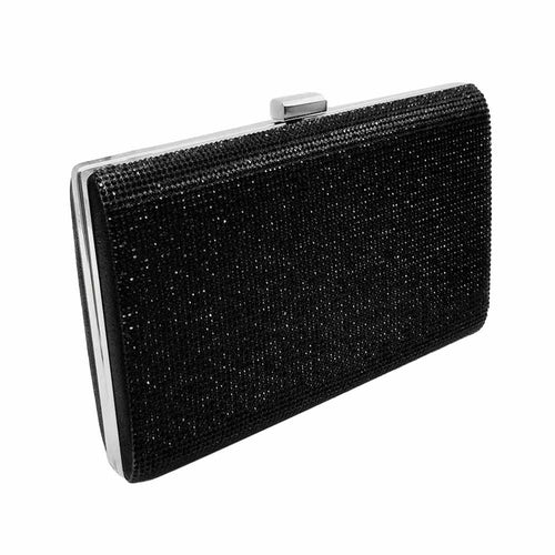 Bolso de mano de noche con cristales brillantes - Negro