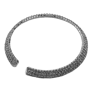 Black Diamond 3Rows Rhinestone Open Choker Necklace. The elegance of these necklace goes unmatched, great for wearing at a party! Designed to accent the neckline, a fashion faithful, adds a gorgeous stylish glow to any outfit style, jewelry that fits your lifestyle! Fabulous gift, ideal for your loved one or yourself.