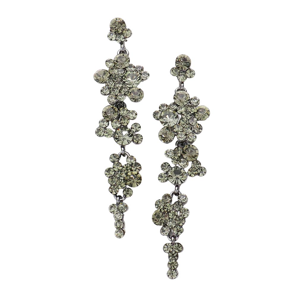 Black Diamond Pearl Crystal Rhinestone Vine Drop Evening Earrings. Get ready with these bright earrings, put on a pop of color to complete your ensemble. Perfect for adding just the right amount of shimmer & shine and a touch of class to special events. Perfect Birthday Gift, Anniversary Gift, Mother's Day Gift, Graduation Gift.