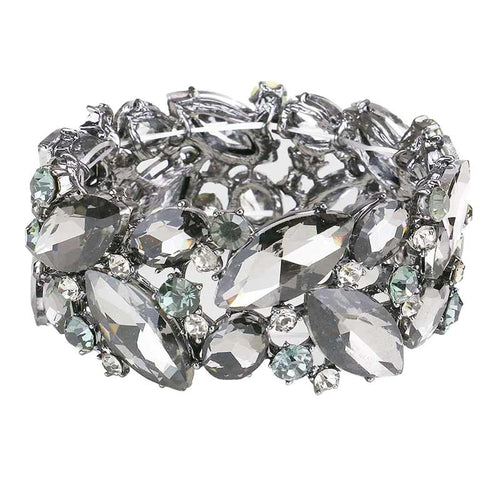 Marquise Crystal Stretch Evening Bracelet - BlackDiamond