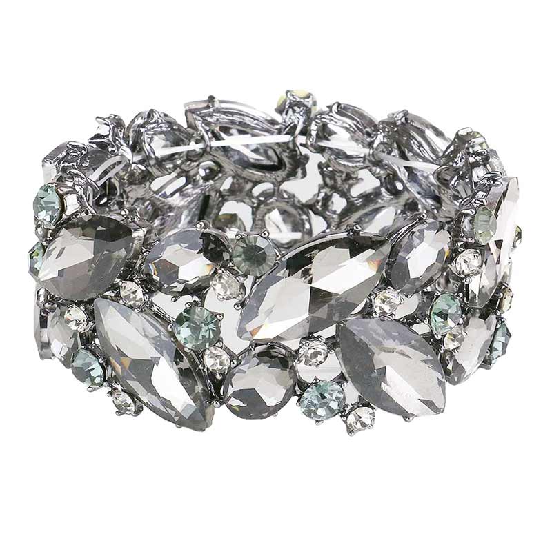 Black Diamond Marquise Crystal Stretch Evening Bracelet, this Bracelet sparkles all around with it's surrounding round stones. It looks modern and is just the right touch to set off LBD. Jewelry offers a wide variety of exquisite jewelry for your Party, Prom, Pageant, Wedding, Sweet Sixteen, and other Special Occasions!