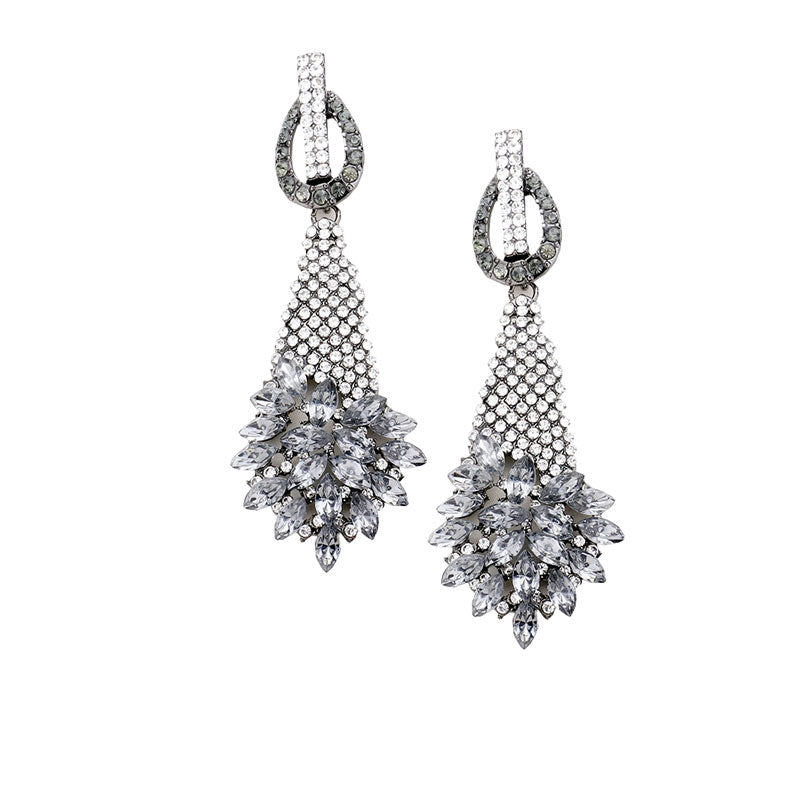Black Diamond Marquise Stone Cluster Accented Evening Earrings, put on a pop of color to complete your ensemble. Perfect for adding just the right amount of shimmer & shine and a touch of class to special events. Perfect Birthday Gift, Anniversary Gift, Mother's Day Gift, Graduation Gift.