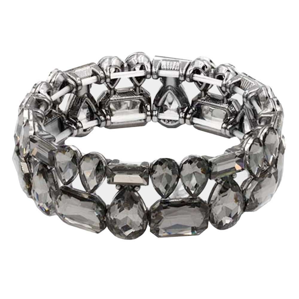 Black Diamond Multi Stone Stretch Evening Bracelet, look as majestic on the outside as you feel on the inside, eye-catching sparkle, sophisticated look you have been craving for!  Can go from the office to after-hours easily, adds a stunning glow to any outfit. Stylish bracelet that is easy to put on, take off. Perfect gift for you or a loved one!