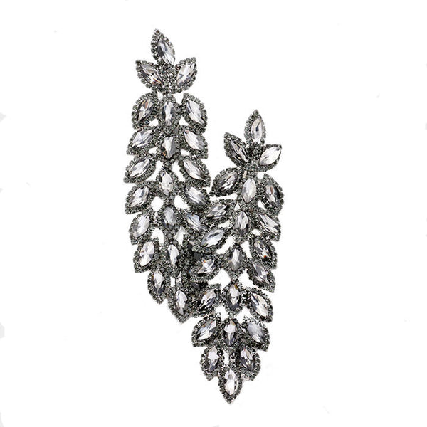 Black Diamond Oversized Crystal Rhinestone Marquise Evening Earrings. Get ready with these bright earrings, put on a pop of color to complete your ensemble. Perfect for adding just the right amount of shimmer & shine and a touch of class to special events. Perfect Birthday Gift, Anniversary Gift, Mother's Day Gift, Graduation Gift.