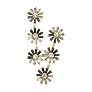 Black Diamond Triple Flower Link Dangle Evening Earrings, are beautifully decorated to dangle on your earlobes on special occasions for making you stand out from the crowd. Wear these flower evening earrings to show your unique yet attractive & beautiful choice. Coordinate these flower & leaf-themed evening earrings with any special outfit to draw everyone's attention. Perfect jewelry gift to expand a woman's fashion wardrobe with a modern, on-trend style.