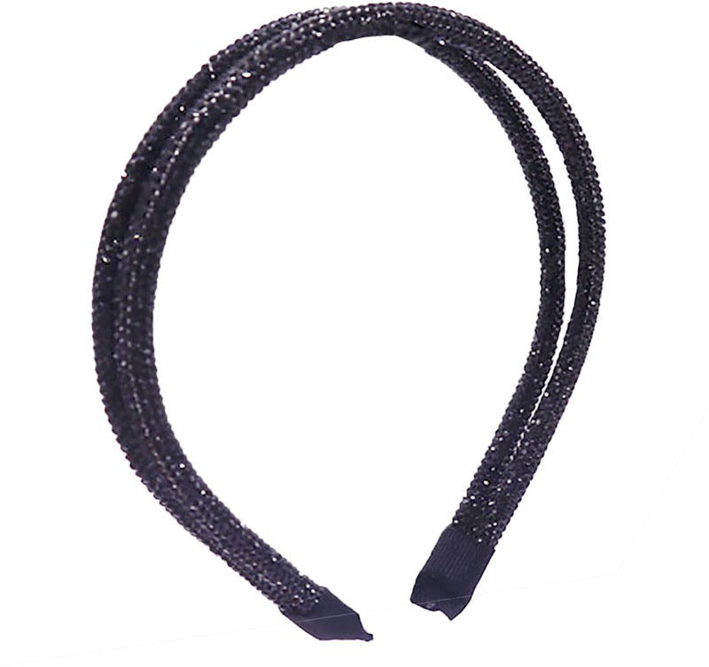 Black Double Band Stone Accented Giltzy Bead Padded Crystal Shimmer Headband, soft, shiny headband makes you feel extra glamorous. Push your hair back, add a pop of color and shine to any plain outfit, Goes well with all outfits! Receive compliments, be the ultimate trendsetter. Perfect Birthday Gift, Mother's Day, Easter 