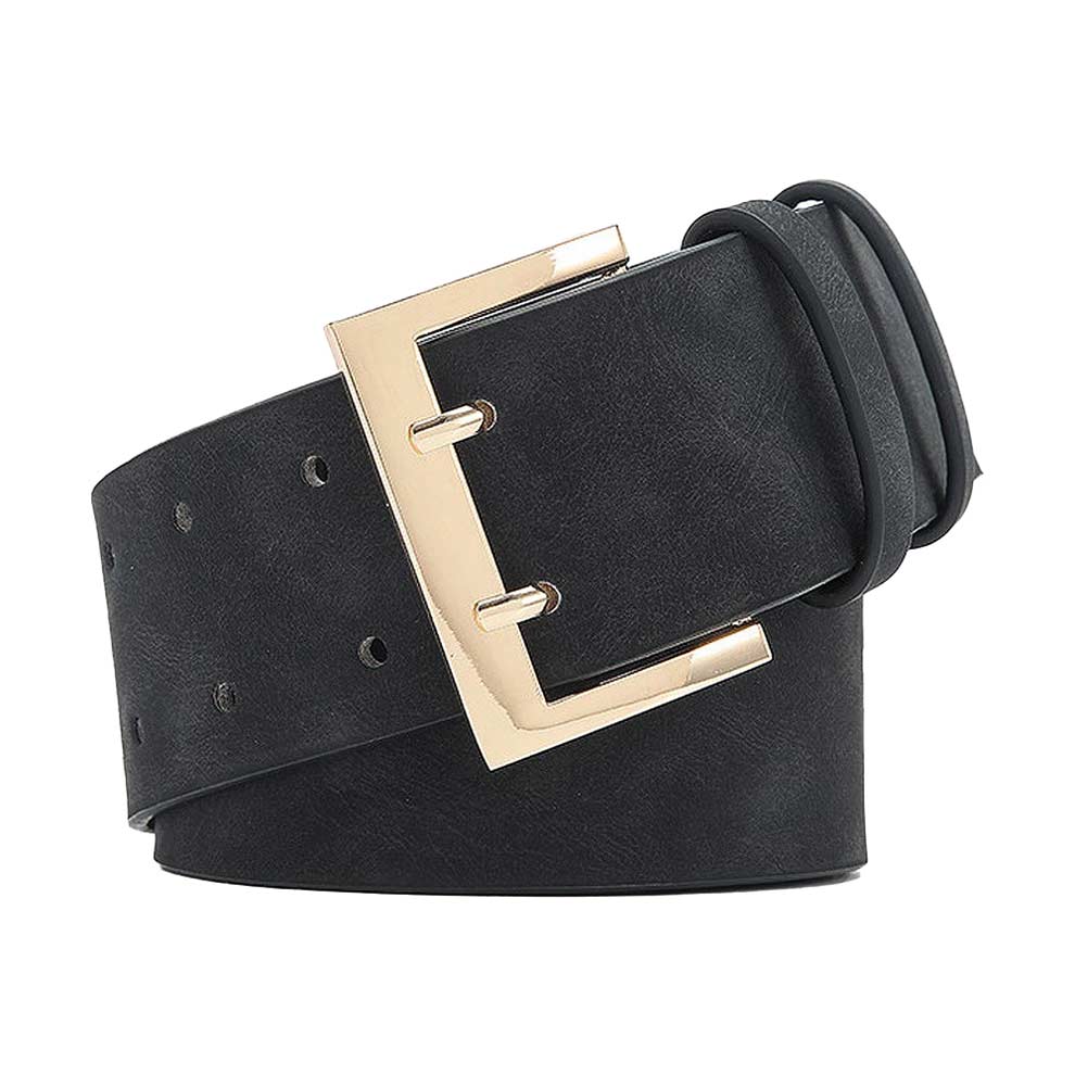 Black Double Hook Solid Faux Leather Belt, is a great belt with excellent durable Faux leather for ladies. The belt buckle is made from solid metal. Quality leather feels comfortable. It also looks fashionable with casual outfits. This double hook solid leather belt is a good match for a blouse, dress, skirt, jeans, or sweater. Can use it as formal or casual yet classic. It is super easy to use & keeps the full design!