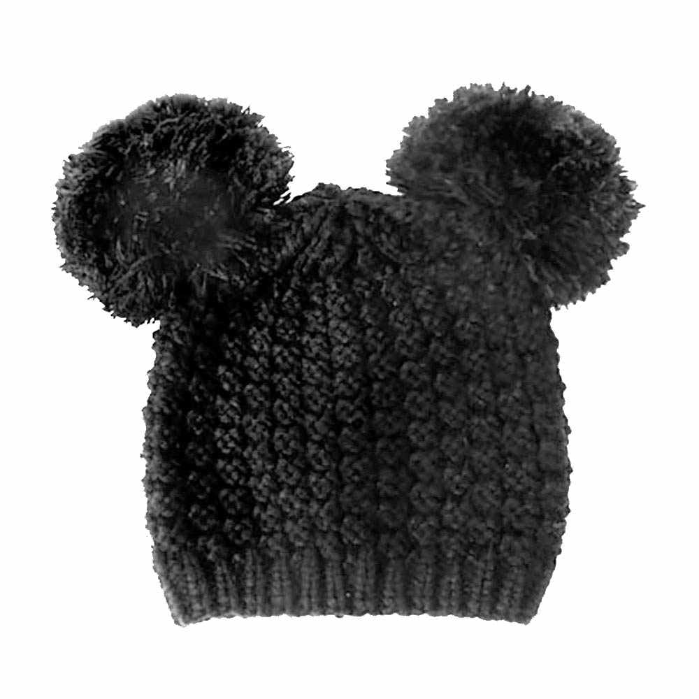 Black Soft Cable Knit Double Faux Fur Pom Pom Beanie Kids Hat Winter Beanie Hat, be warm & cozy with this winter hat while adding a pop of color to your ensemble. Classic, trendy & chic to match your stylish fashion. Perfect Gift, Birthday, Christmas, Holiday, Anniversary, Valentine’s Day, Wife, Daughter