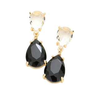 Black Double Teardrop Link Dangle Evening Earrings, Beautiful teardrop-shaped dangle drop earrings. These elegant, comfortable earrings can be worn all day to dress up any outfit. Wear a pop of shine to complete your ensemble with a classy style. The perfect accessory for adding just the right amount of shimmer and a touch of class to special events. Jewelry that fits your lifestyle and makes your moments awesome!
