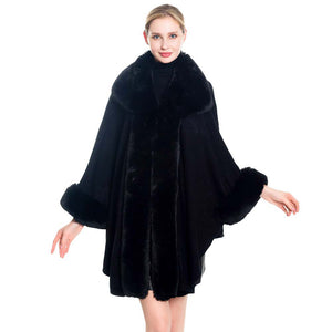 Black Faux Fur Trim Poncho, is the perfect accessory for this winter. The cute color variation and stylish look enrich your glamour at any place. It is the best companion which keeps you warm and toasty in cold weather and outings. You can throw it on over so many pieces elevating any casual outfit! Perfect Gift for Wife, Mom, Birthday, Holiday, Christmas, Anniversary, Fun Night Out. Stay luxurious and trendy with this beautiful poncho.