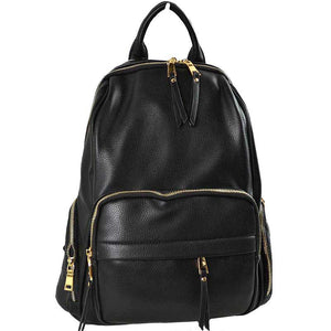 Black Elegant Soft PU Leather Bag Casual Shoulder Women's Backpack, These backpack purse is made of soft, waterproof and durable PU Leather, which can keep this fashion women backpack clean, dry and comfortable. Elegant PU Leather as an eye-contacting element, gives you confidence with this lady backpack purse. This casual women backpack features- one big zipper pocket and outside section keeps two zipper pockets for cosmetic or glasses case and also have two side zipper pockets.