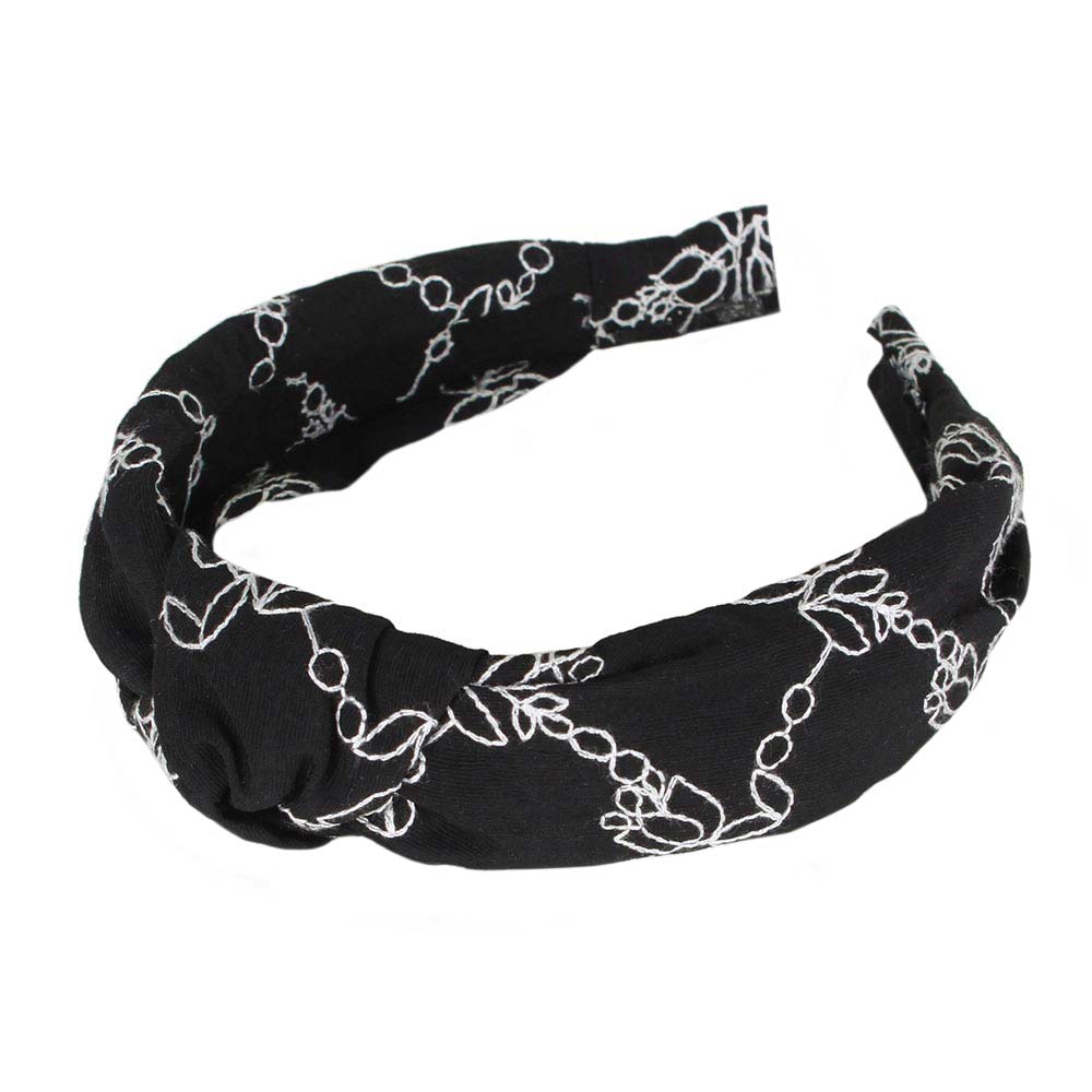 Black Embroidery Flower Burnout Knot Headband, creates a natural & beautiful look while perfectly matching your color with the easy-to-use Knot Burnout Headband. Perfect for everyday wear, special occasions, outdoor festivals, and more. Awesome gift idea for your loved one or yourself.