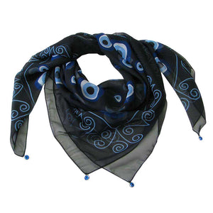 Black Evil Eye Print Scarf, thin and light weight with the classic evil eye motif brings retro and classic in a timeless piece. Not only will you be fashion forward but also fashionably protected! These Fancy Scarf are great for indoor and outdoor events alike. It'll definitely become a favorite in your accessories collection. Suitable for Holiday, Casual or any Occasions in Spring, Summer and Autumn. 