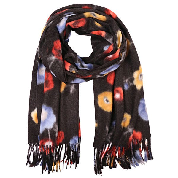 Black Fall Winter Fashionable Floral Fringe Scarf, on trend & fabulous, a luxe addition to any cold-weather ensemble. Great for daily wear in the cold winter to protect you against chill, classic infinity-style scarf & amps up the glamour with plush material that feels amazing snuggled up against your cheeks.