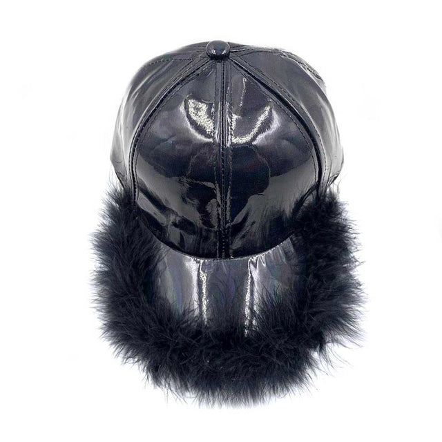 Black Faux Feather Trimmed Hologram Baseball Cap, is an excellent trimmed hologram baseball cap that will reveal your smart and trendy choice! You‚Äö√Ñ√¥ll want to reach for this toasty warm cap for those chilly days or when having a bad hair day. Feather trimmed hologram baseball cap keeps you incredibly warm and looking totally trendy & chic. Accessorize the fun way with this feather-trimmed hologram baseball hat, it's the autumnal touch you need to finish your outfit in style