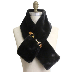 Black Faux Fur Leather Pull Through Scarf, accent your look with this soft, highly versatile plaid scarf. A rugged staple brings a classic look, adds a pop of color & completes your outfit, keeping you cozy & toasty. Perfect Gift Birthday, Holiday, Christmas, Anniversary, Valentine's Day