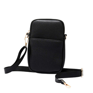 Black Faux Leather Rectangle Crossbody Bag, This high-quality faux leather fashion crossbody features one front slip pocket and one inside slip pocket, and secured zipper closure at the top, this bag will be your new go-to! These beautiful and trendy Crossbody bag have adjustable and detachable hand straps that make your life more comfortable. This Simple fashion design crossbody bag for women keep your hands free while shopping, dating, traveling, and in outdoor sport.