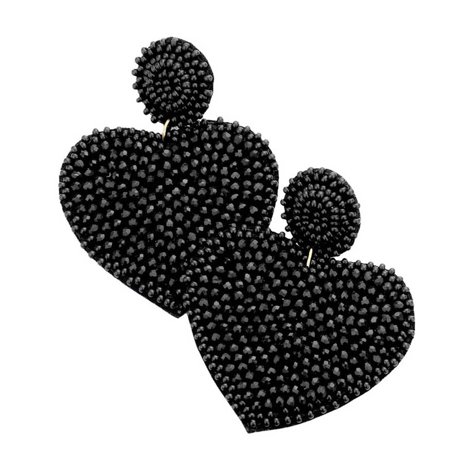 Black Felt Back Beaded Heart Dangle Earrings, Take your love for statement accessorizing to a new level of affection with the heart dangle earrings. Accent all your sundresses with the extra fun vibrant color handmade beaded heart earrings, which are crafted with high-quality seed beads with elaborate handwoven knit by Artisans. Wear these gorgeous earrings to make you stand out from the crowd & show your trendy choice. 