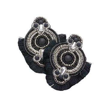 Black Felt Back Boho Tassel Trimmed Multi Beaded Earrings, are beautifully designed on a tassel theme to put on a pop of color and complete your ensemble. Perfect for adding the perfect beauty & glamor everywhere with these felt-back boho tassel earrings. These multi-beaded earrings are handcrafted jewelry that fits your lifestyle.