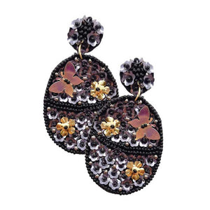 Black Felt Back Flower Butterfly Accented Dangle Earrings, put on a pop of color to complete your ensemble. Beautifully crafted design adds a gorgeous glow to any outfit. Perfect jewelry gift to expand a woman's fashion wardrobe with a modern, on trend style. Perfect for Birthday Gift, Anniversary Gift, Mother's Day Gift, Graduation Gift, Valentine's Day Gift.