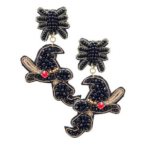 These bewitching Multi Beaded Detailed Spooky Witch Hat Broom Earrings will give your look an extra spell-binding touch! Made with felt backing and multi-bead design, these earrings are sure to charm anyone in their path. Oh, something wicked this way comes!
