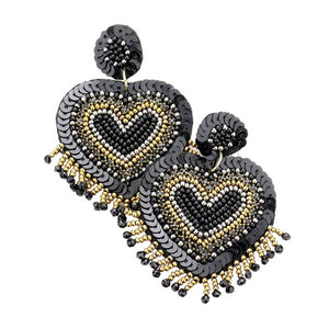 Black Felt Back Seed Bead Sequin Heart Earrings, Get ready with these Seed Bead Sequin Heart Earrings, put on a pop of color to complete your ensemble. Perfect for adding just the right amount of shimmer & shine and a touch of class to special events. Perfect Birthday Gift, Anniversary Gift, Mother's Day Gift, Graduation Gift