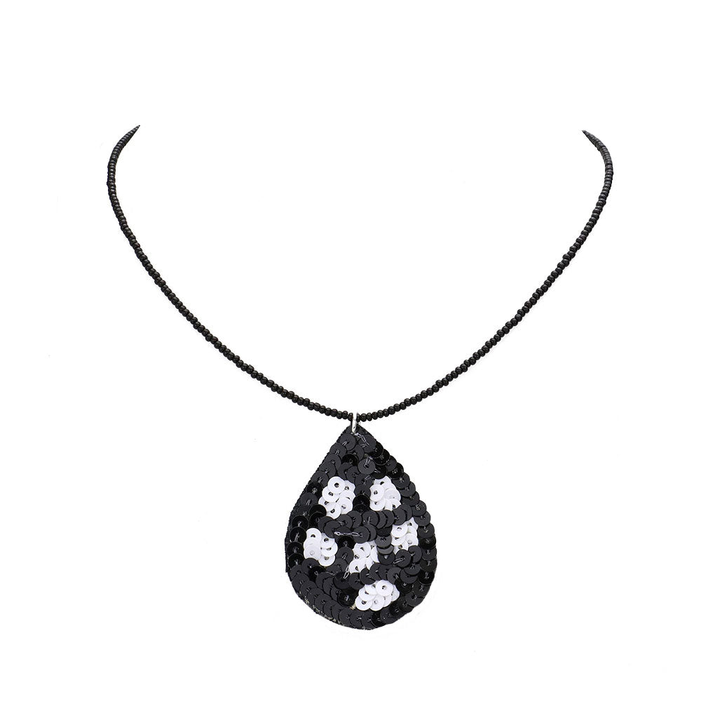 Black Felt Back Sequin Soccer Teardrop Pendant Necklace, this beautiful Ball & Sports-themed pendant necklace is the ultimate representation of your class & beauty. Perfect for adding just the right amount of shimmer & shine and a touch of class this any sports day. These are Perfect gifts for soccer lovers persons.