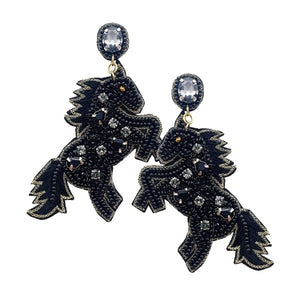  Black Felt Back Stone Seed Beaded Pony Dangle Earrings, put on a pop of color to complete your ensemble. Perfect for adding just the right amount of shimmer & shine and a touch of class to special events. Perfect Birthday Gift, Anniversary Gift, Mother's Day Gift, Graduation Gift.