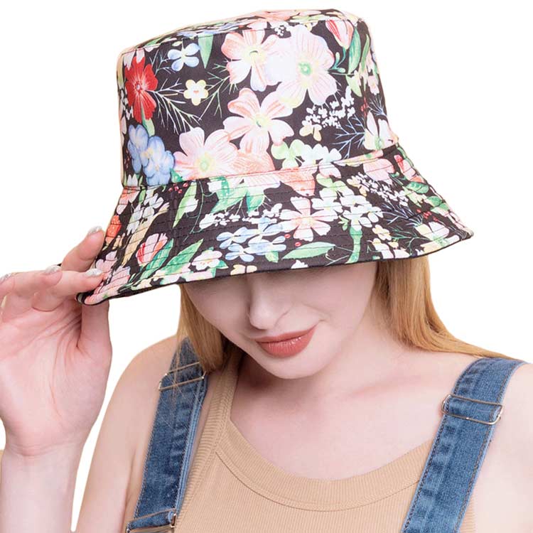 Black Flower Patterned Bucket Hat, Keep your styles on even when you are relaxing at the pool or playing at the beach. Large, comfortable, and perfect for keeping the sun off of your face, neck, and shoulders. Perfect gifts for weddings, anniversaries, holidays, Mardi Gras, Valentine’s Day, or any occasion.