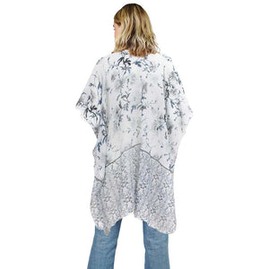 Black Flower Patterned Cover Up Kimono Poncho, beautifully flower-patterned Poncho is made of soft and breathable material that amps up your real and gorgeous look with a perfect attraction anywhere, anytime. Its eye-catchy design makes you stand out. Coordinate this cover-up kimono with any ensemble to finish in perfect style and get ready to receive beautiful compliments.