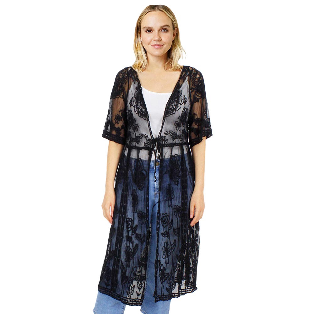 Black Flower Vintage Lace Long Cover Up Kimono Poncho, this timeless Kimono Poncho is Soft, lightweight, and breathable fabric that makes you feel more comfortable. A fashionable eye-catcher, will quickly become one of your favorite accessories, Look perfectly breezy and laid-back as you head to the beach.