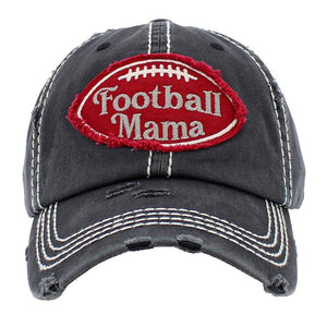 Black Football Mama Vintage Baseball Cap, show your trendy choice with this beautiful Baseball Cap. Perfect to keep the sun out of your eyes, and to pull your hair back during exercises such as walking, running, biking, hiking, and more! The faded color gives it an awesome vintage look. Soft textured, adjustable back, embroidered message, and distressing contrast stitching baseball cap will become your favorite cap. Have fun with the perfect access