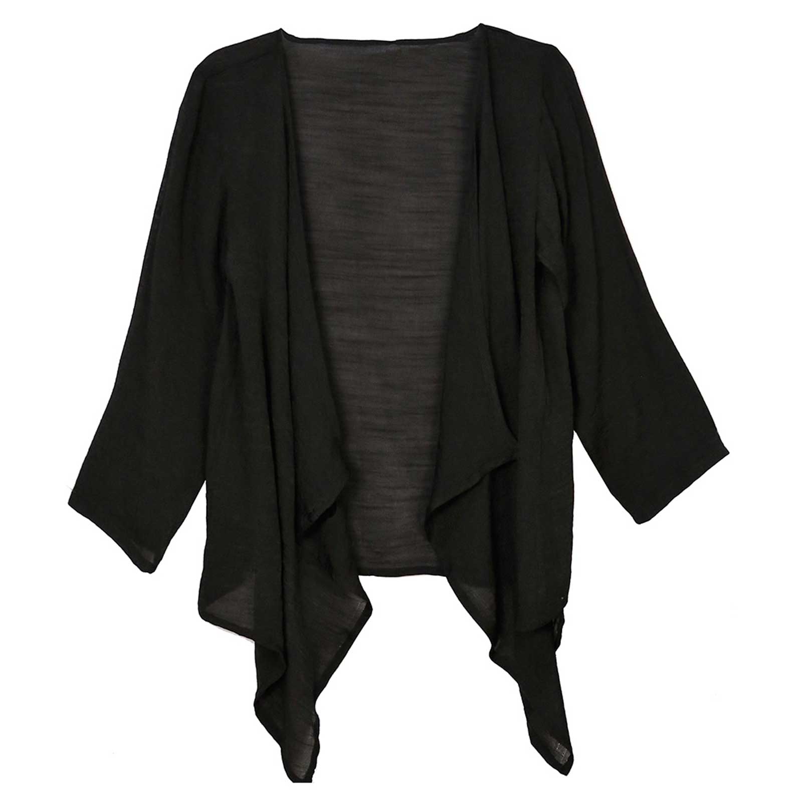 Black Front Tie Short Cardigan,  This Summer Cardigans are Made of high-quality material which is very soft and breathable for Women.  The added short edge gives better coverage with a feminine look. Front Tie Short Kimono suitable to wear with Jeans, Shorts, T-shirt, Midi Skirt and Dresses! Perfect for Vacation, Office, Home, Evening Party Spring, Summer and Fall.