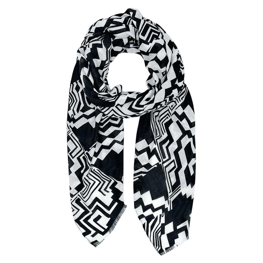 Black Geometric Printed Oblong Scarf, this timeless geometric printed oblong scarf is soft, lightweight, and breathable fabric, close to the skin, and comfortable to wear. Sophisticated, flattering, and cozy. look perfectly breezy and laid-back as you head to the beach. A fashionable eye-catcher will quickly become one of your favorite accessories.
