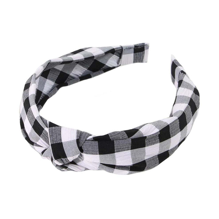 Black Gingham Check Patterned Burnout Knot Headband, create a natural & beautiful look while perfectly matching your color with the easy-to-use check patterned knot headband. Push your hair back and spice up any plain outfit with this knot check-patterned headband! Be the ultimate trendsetter & be prepared to receive compliments wearing this chic headband with all your stylish outfits!